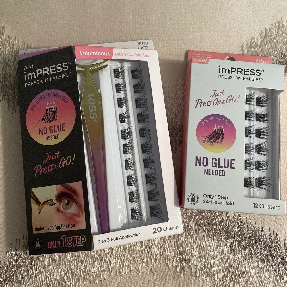 Two New KISS eyelash kits- imPRESS Falsies with applicator